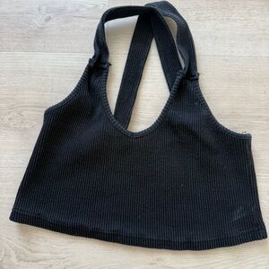 Black Ribbed Crop Top